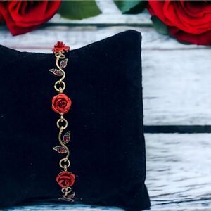 Red Rose Bracelet NWT Dainty Feminine Romantic Jewelry Valentine Girlfriend Gift